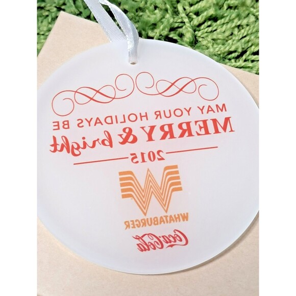 Whataburger 2015 Christmas Ornament Frosted Glass Round White Orange 3.5x3.5 - Picture 4 of 5